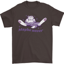 Maybe Never Lazy Cat Sleeping Mens T-Shirt 100% Cotton Dark Chocolate