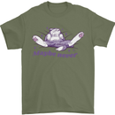 Maybe Never Lazy Cat Sleeping Mens T-Shirt 100% Cotton Military Green