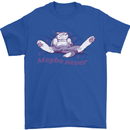 Maybe Never Lazy Cat Sleeping Mens T-Shirt 100% Cotton Royal Blue