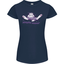 Maybe Never Lazy Cat Sleeping Womens Petite Cut T-Shirt Navy Blue