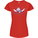 Maybe Never Lazy Cat Sleeping Womens Petite Cut T-Shirt Red