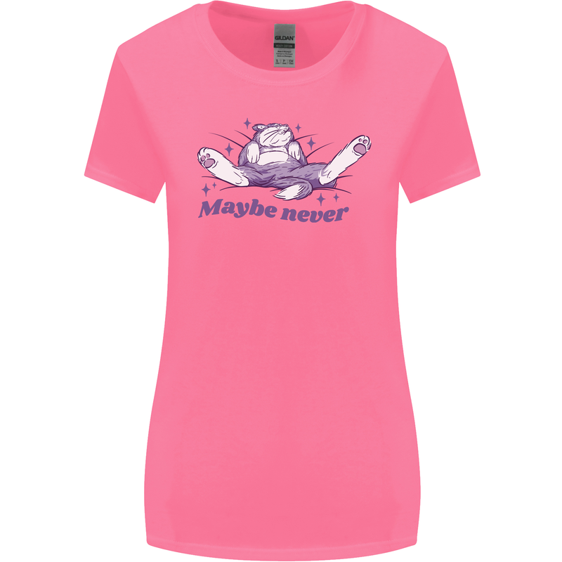 Maybe Never Lazy Cat Sleeping Womens Wider Cut T-Shirt Azalea