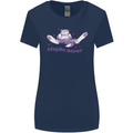 Maybe Never Lazy Cat Sleeping Womens Wider Cut T-Shirt Navy Blue