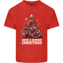 Meat Christmas Tree Funny Xmas Dinner BBQ Mens Cotton T-Shirt Tee Top Red