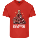 Meat Christmas Tree Funny Xmas Dinner BBQ Mens V-Neck Cotton T-Shirt Red