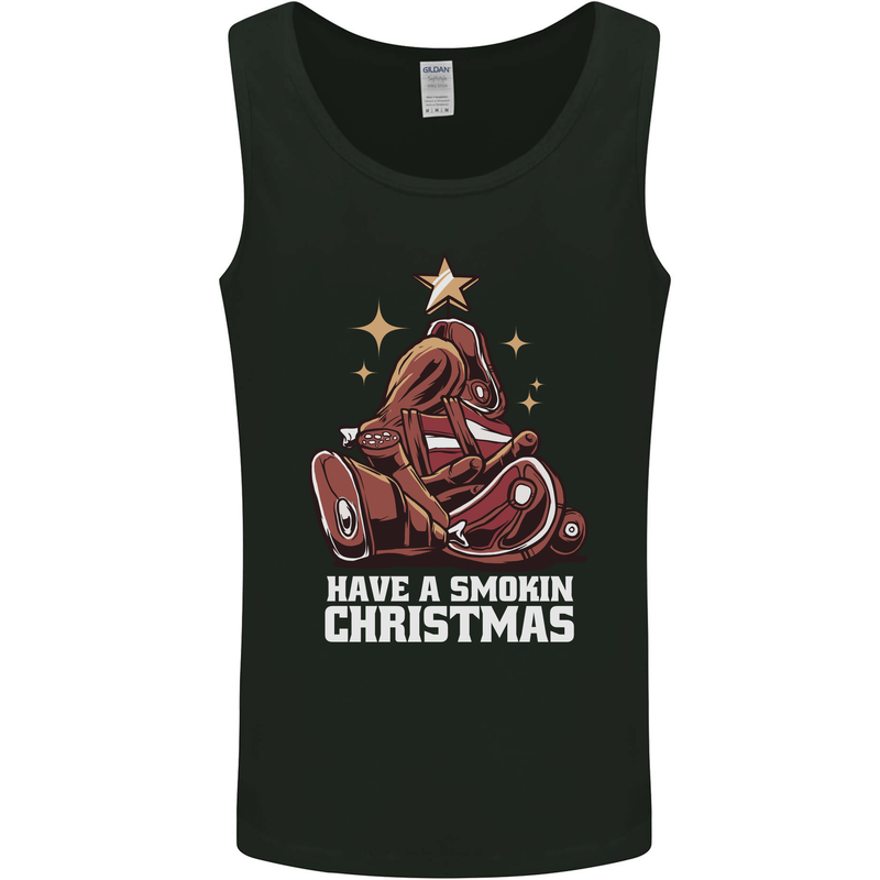 Meat Christmas Tree Funny Xmas Dinner BBQ Mens Vest Tank Top Black