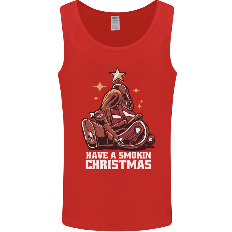Meat Christmas Tree Funny Xmas Dinner BBQ Mens Vest Tank Top Red