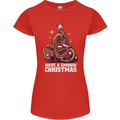 Meat Christmas Tree Funny Xmas Dinner BBQ Womens Petite Cut T-Shirt Red