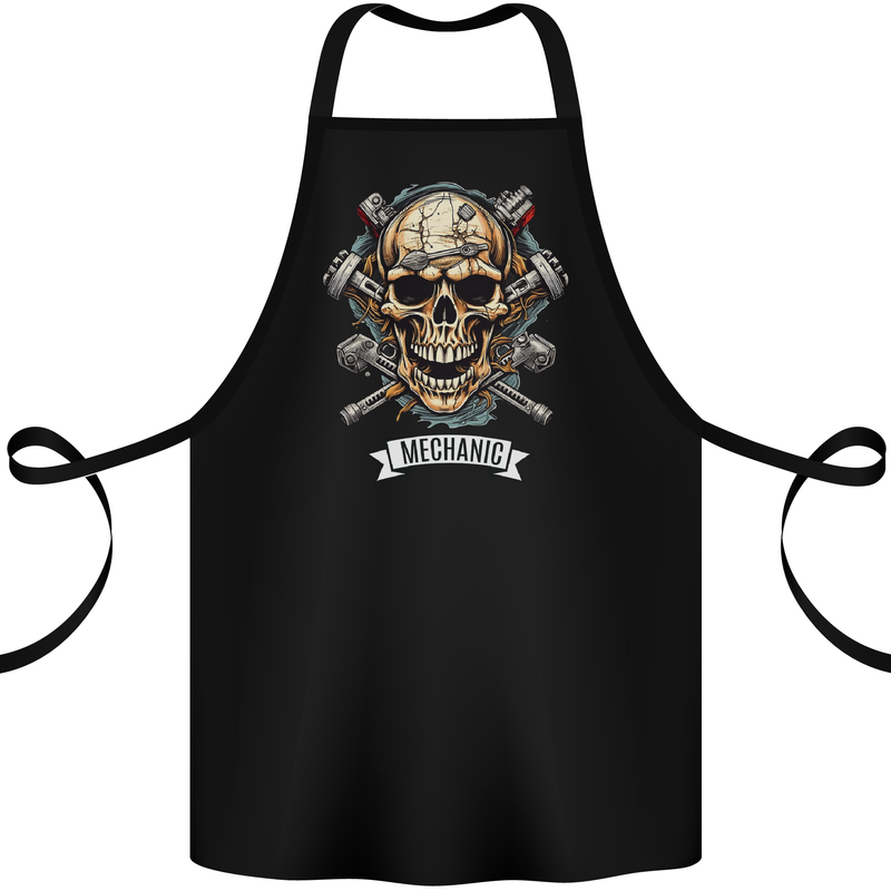 Mechanic Skull Biker Motorbike, Motorcycle, Cotton Apron 100% Organic Black