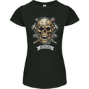 Mechanic Skull Biker Motorbike, Motorcycle, Womens Petite Cut T-Shirt Black