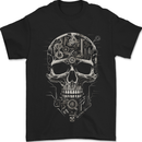 Mechanical Skull Clock Watch Mechanic Engineer Mens T-Shirt 100% Cotton Black