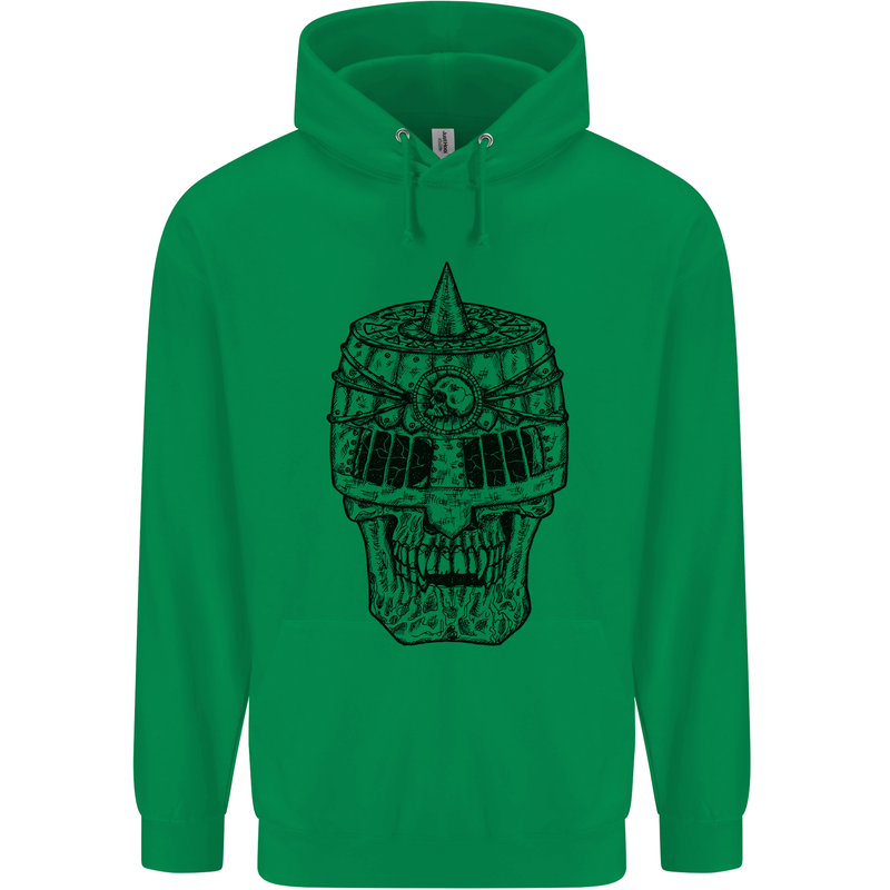 Medieval Skull Helmet Childrens Kids Hoodie Irish Green