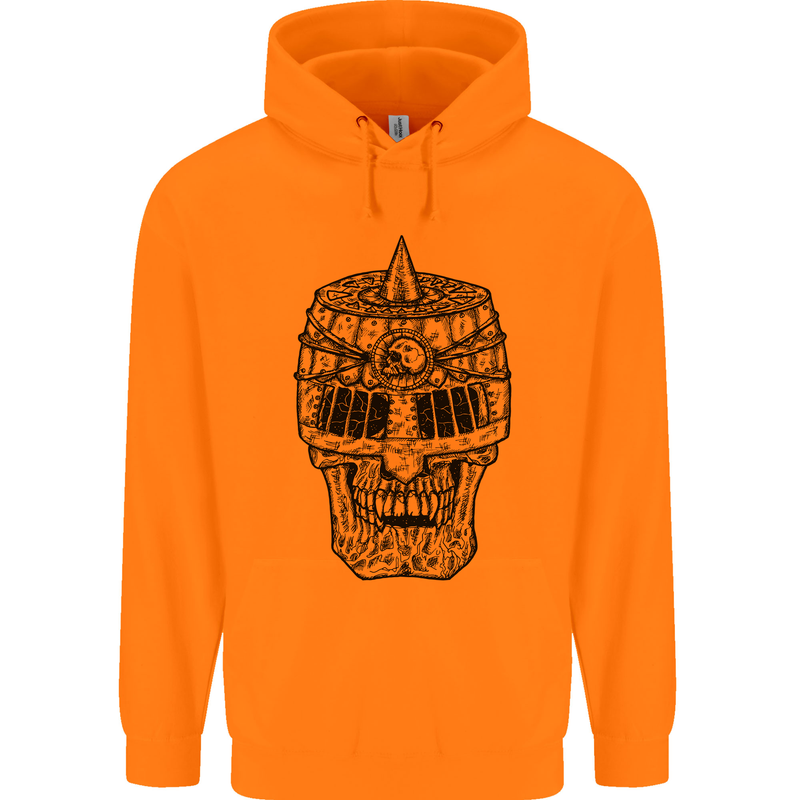 Medieval Skull Helmet Childrens Kids Hoodie Orange
