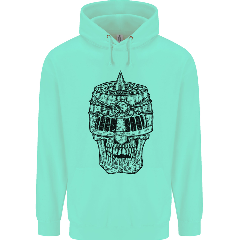 Medieval Skull Helmet Childrens Kids Hoodie Peppermint