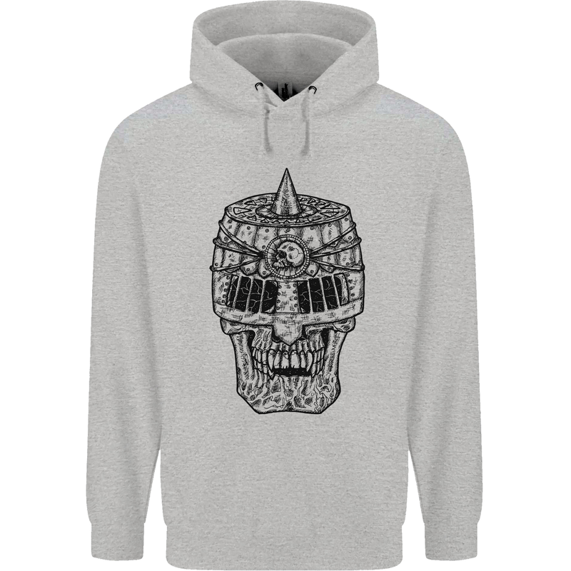 Medieval Skull Helmet Childrens Kids Hoodie Sports Grey