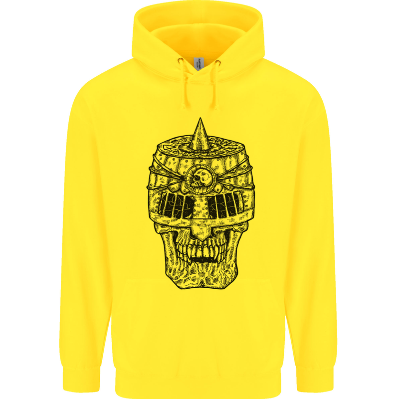 Medieval Skull Helmet Childrens Kids Hoodie Yellow