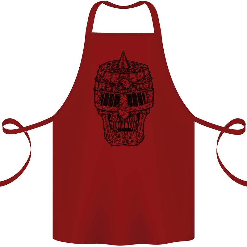Medieval Skull Helmet Cotton Apron 100% Organic Maroon