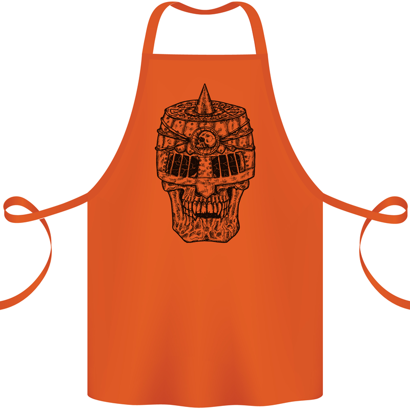 Medieval Skull Helmet Cotton Apron 100% Organic Orange