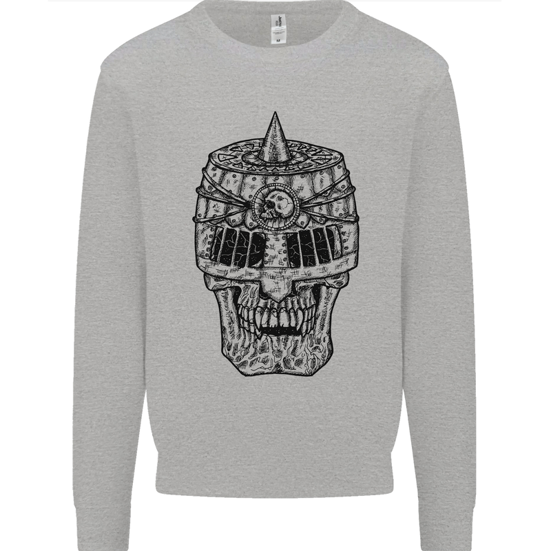 Medieval Skull Helmet Kids Sweatshirt Jumper Sports Grey