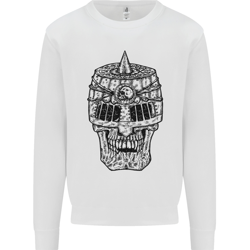 Medieval Skull Helmet Kids Sweatshirt Jumper White