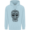 Medieval Skull Helmet Mens 80% Cotton Hoodie Light Blue