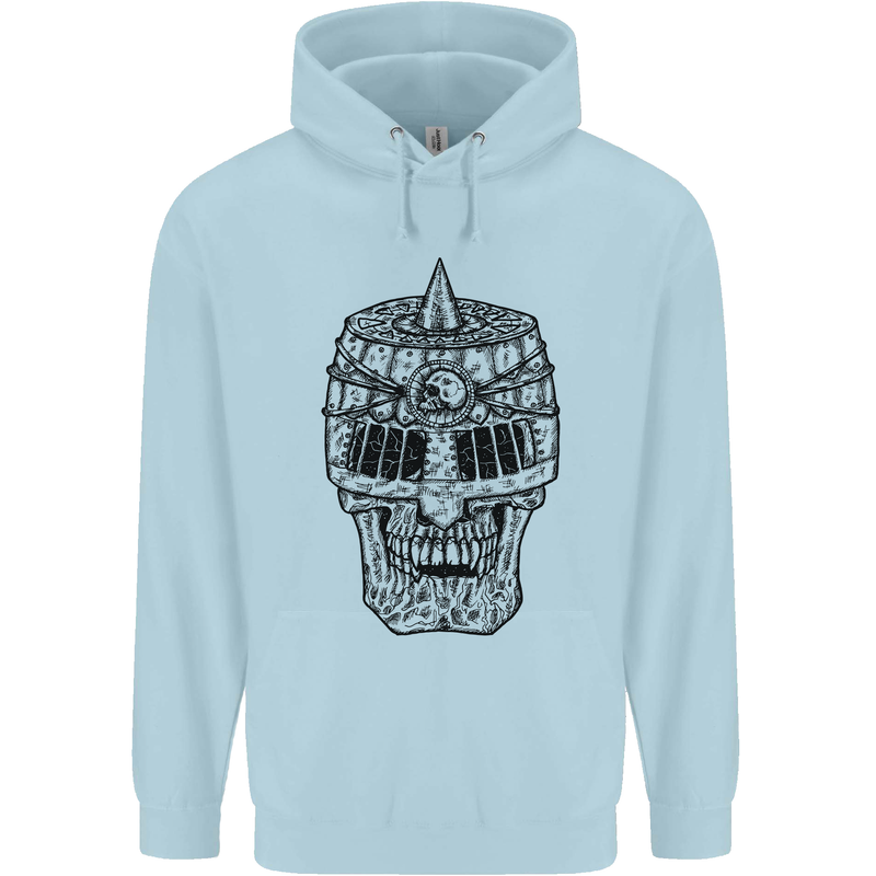 Medieval Skull Helmet Mens 80% Cotton Hoodie Light Blue