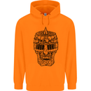 Medieval Skull Helmet Mens 80% Cotton Hoodie Orange