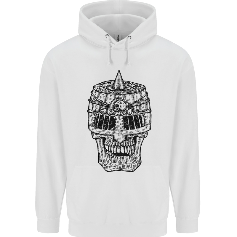 Medieval Skull Helmet Mens 80% Cotton Hoodie White