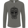Medieval Skull Helmet Mens Long Sleeve T-Shirt Charcoal