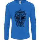 Medieval Skull Helmet Mens Long Sleeve T-Shirt Royal Blue