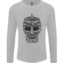 Medieval Skull Helmet Mens Long Sleeve T-Shirt Sports Grey