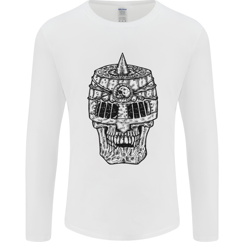 Medieval Skull Helmet Mens Long Sleeve T-Shirt White