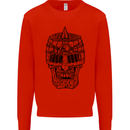 Medieval Skull Helmet Mens Sweatshirt Jumper Bright Red
