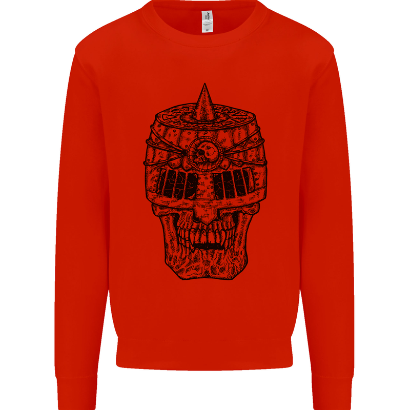 Medieval Skull Helmet Mens Sweatshirt Jumper Bright Red