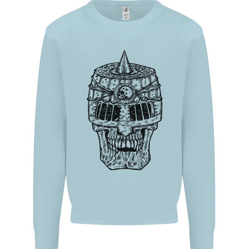 Medieval Skull Helmet Mens Sweatshirt Jumper Light Blue
