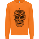 Medieval Skull Helmet Mens Sweatshirt Jumper Orange