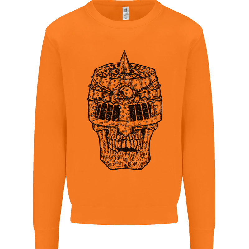 Medieval Skull Helmet Mens Sweatshirt Jumper Orange