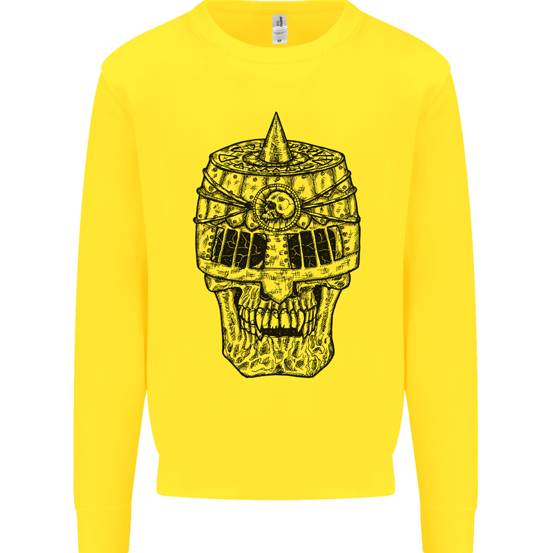 Medieval Skull Helmet Mens Sweatshirt Jumper Yellow