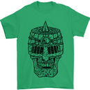 Medieval Skull Helmet Mens T-Shirt 100% Cotton Irish Green