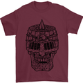 Medieval Skull Helmet Mens T-Shirt 100% Cotton Maroon