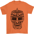 Medieval Skull Helmet Mens T-Shirt 100% Cotton Orange