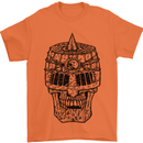 Medieval Skull Helmet Mens T-Shirt 100% Cotton Orange