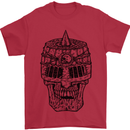 Medieval Skull Helmet Mens T-Shirt 100% Cotton Red