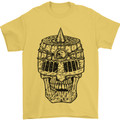 Medieval Skull Helmet Mens T-Shirt 100% Cotton Yellow