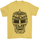Medieval Skull Helmet Mens T-Shirt 100% Cotton Yellow