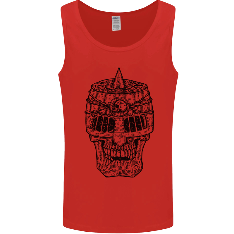 Medieval Skull Helmet Mens Vest Tank Top Red