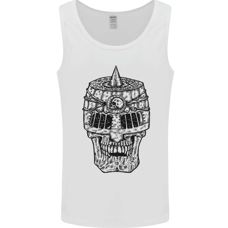 Medieval Skull Helmet Mens Vest Tank Top White