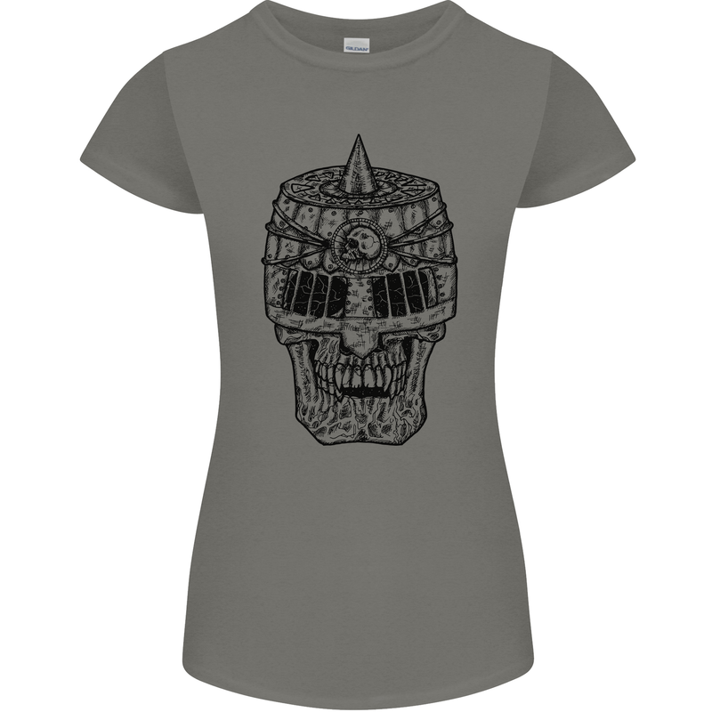 Medieval Skull Helmet Womens Petite Cut T-Shirt Charcoal
