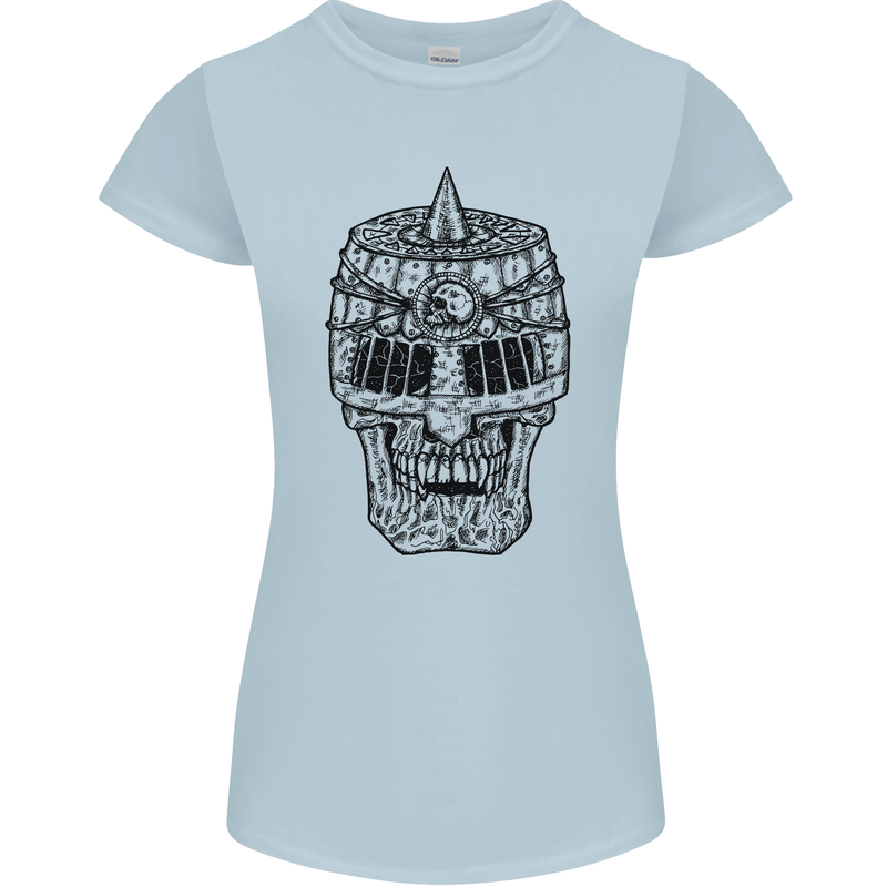 Medieval Skull Helmet Womens Petite Cut T-Shirt Light Blue