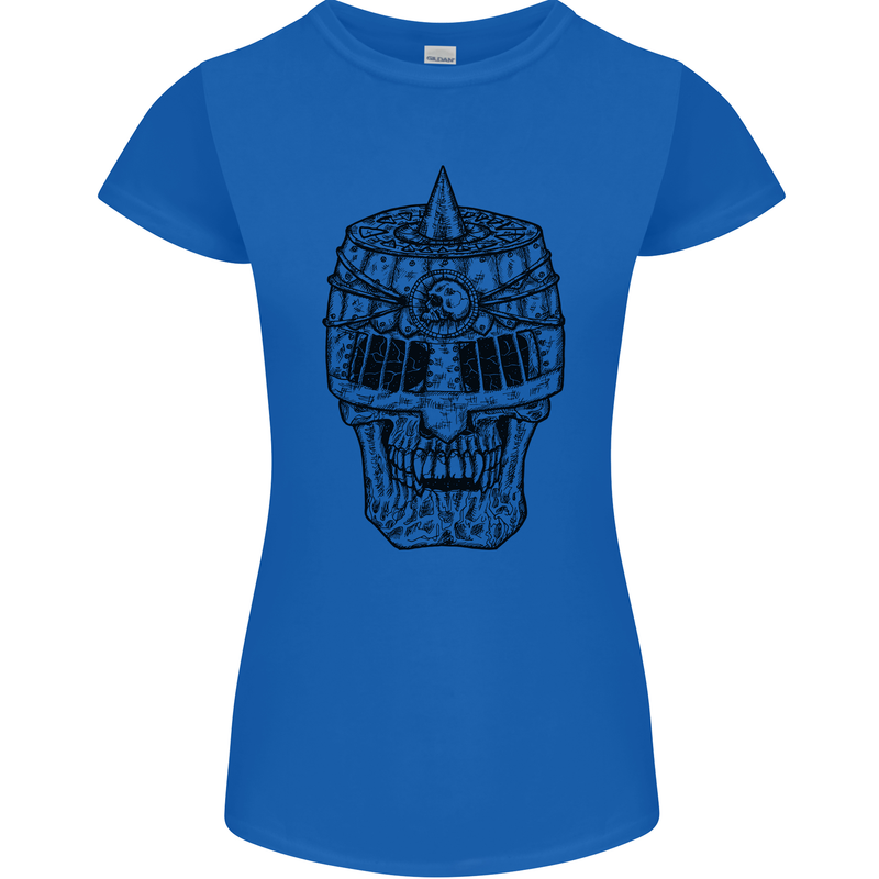 Medieval Skull Helmet Womens Petite Cut T-Shirt Royal Blue